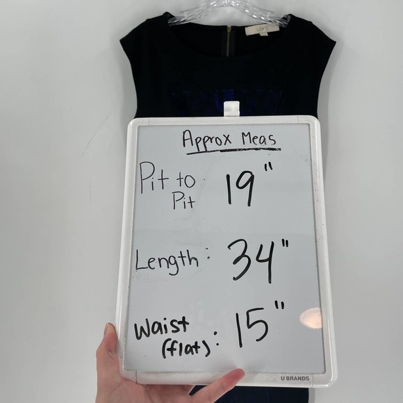 Loft Floral Lace Embroidered Sheath Dress Black Blue - Picture 7 of 7